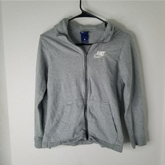 Nike Kids Grey Long Sleeve Full Zip Hoodie Size Large - Picture 2 of 10